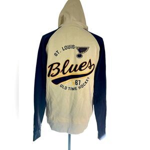 NHL ST LOUIS BLUES VINTAGE HOCKEY ZIP UP JACKET WITH HOOD WOMENS SIZE XL